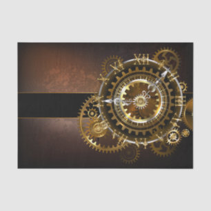 Steampunk clock with antique gears tissue paper