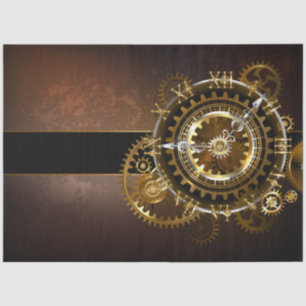 Steampunk clock with antique gears tissue paper