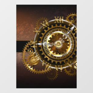 Steampunk clock with antique gears window cling