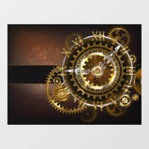 Steampunk clock with antique gears window cling
