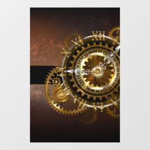 Steampunk clock with antique gears window cling
