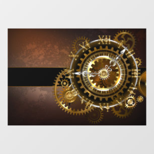 Steampunk clock with antique gears window cling