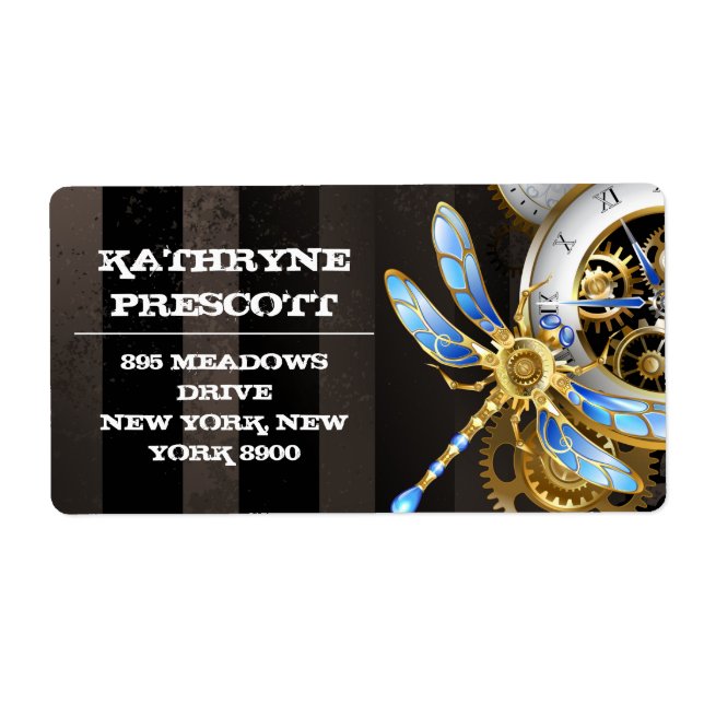 Steampunk Clock with Mechanical Dragonfly (Front)