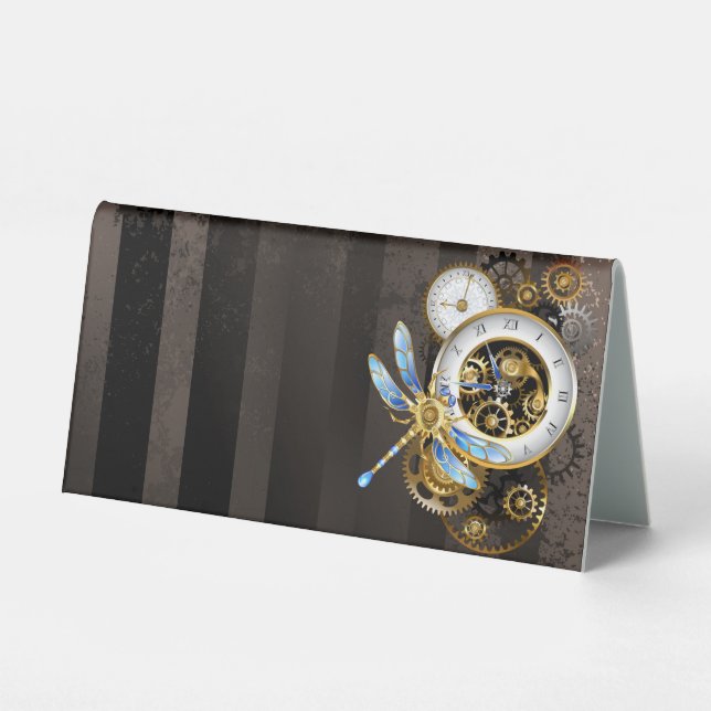 Steampunk Clock with Mechanical Dragonfly (Front)