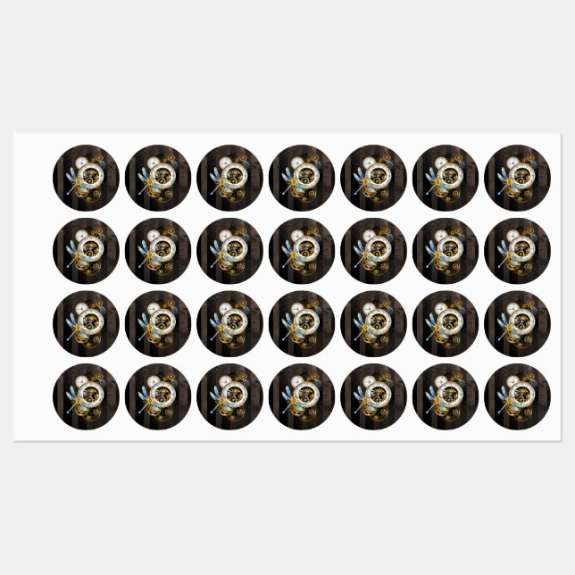 Steampunk Clock with Mechanical Dragonfly (Sheet)