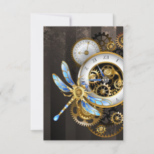 Steampunk Clock with Mechanical Dragonfly Announcement