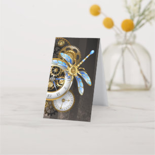 Steampunk Clock with Mechanical Dragonfly Appointment Card