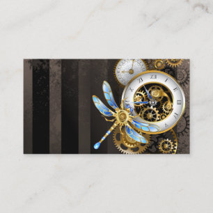 Steampunk Clock with Mechanical Dragonfly Appointment Card