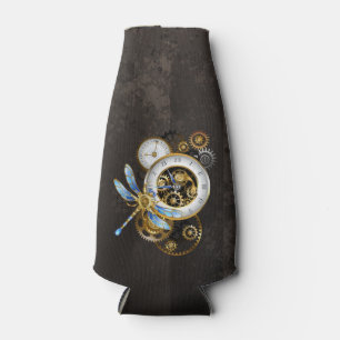 Steampunk Clock with Mechanical Dragonfly Bottle Cooler
