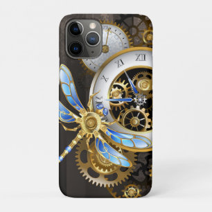 Steampunk Clock with Mechanical Dragonfly iPhone 11 Pro Case