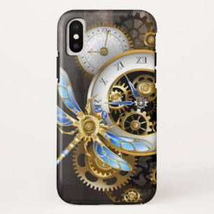 Steampunk Clock with Mechanical Dragonfly iPhone X Case
