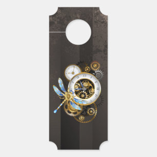 Steampunk Clock with Mechanical Dragonfly Door Hanger