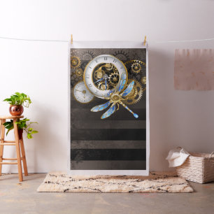 Steampunk Clock with Mechanical Dragonfly Fabric