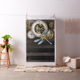 Steampunk Clock with Mechanical Dragonfly Fabric