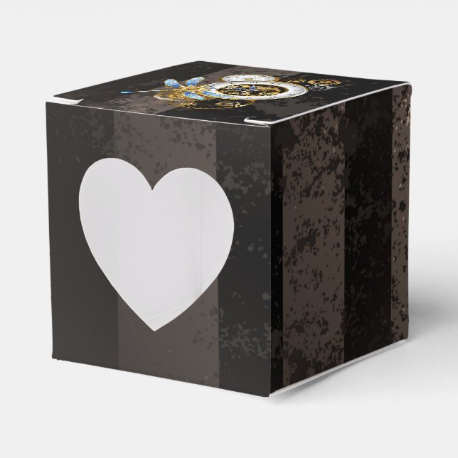 Steampunk Clock with Mechanical Dragonfly Favour Box (Front Side)