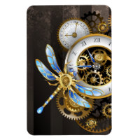 Steampunk Clock with Mechanical Dragonfly