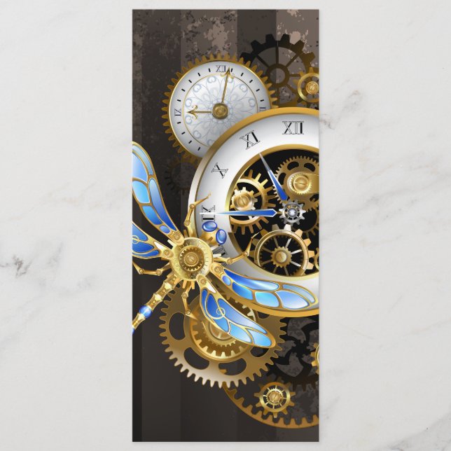 Steampunk Clock with Mechanical Dragonfly Menu (Front)