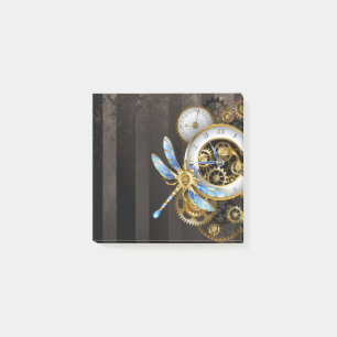 Steampunk Clock with Mechanical Dragonfly Post-it Notes