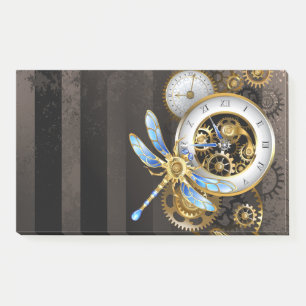 Steampunk Clock with Mechanical Dragonfly Post-it Notes
