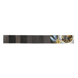 Steampunk Clock with Mechanical Dragonfly Satin Ribbon
