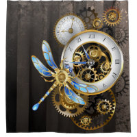Steampunk Clock with Mechanical Dragonfly