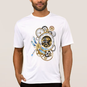 Steampunk Clock with Mechanical Dragonfly T-Shirt