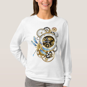 Steampunk Clock with Mechanical Dragonfly T-Shirt