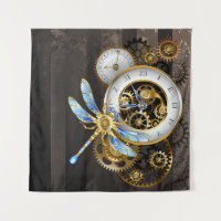 Steampunk Clock with Mechanical Dragonfly