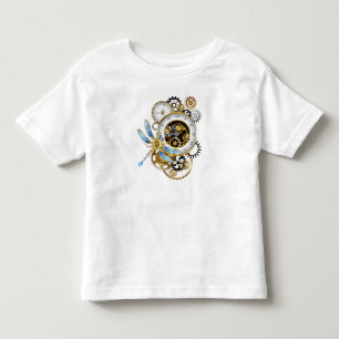 Steampunk Clock with Mechanical Dragonfly Toddler T-Shirt