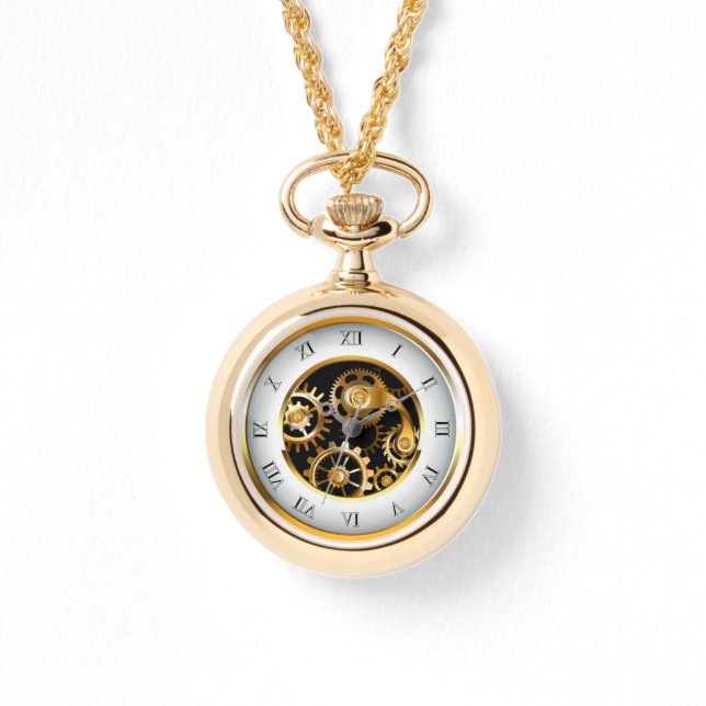 Steampunk Clock with Mechanical Dragonfly Watch (Front)