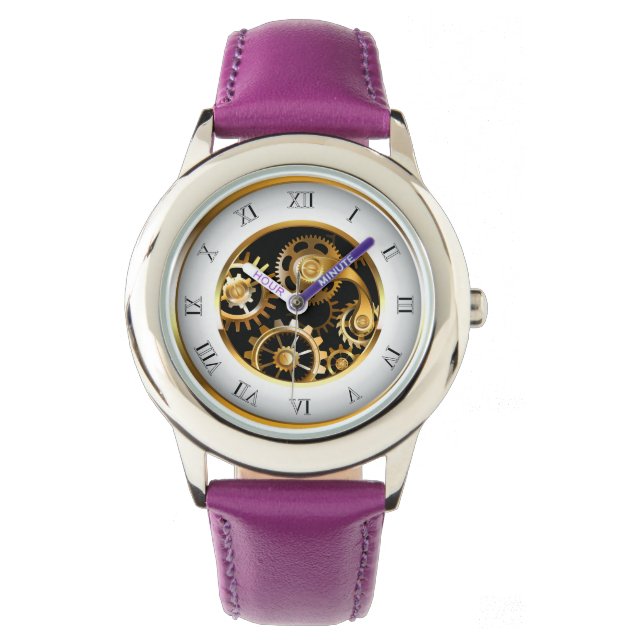 Steampunk Clock with Mechanical Dragonfly Watch (Front)