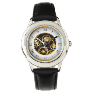 Steampunk Clock with Mechanical Dragonfly Watch