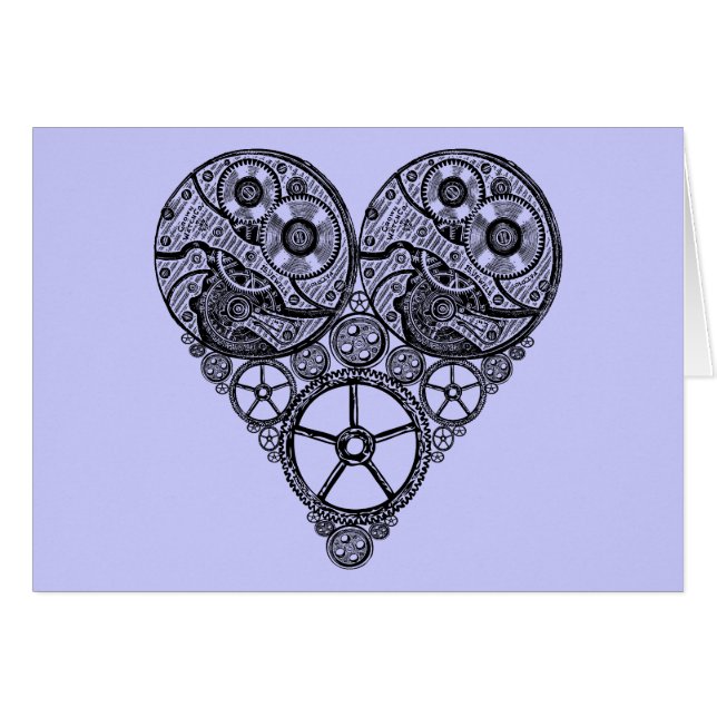 Steampunk  Clock Works and Gear Heart (Front Horizontal)