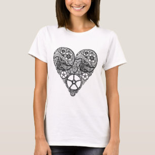 Steampunk  Clock Works and Gear Heart T-Shirt