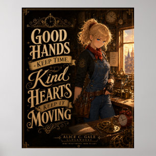Steampunk Clockmaker Girl Inspirational Quote Post Poster