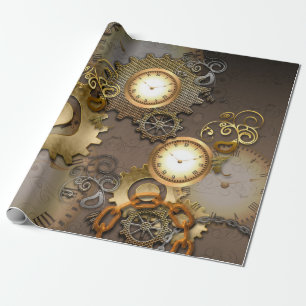 Steampunk, clocks and gears i wrapping paper