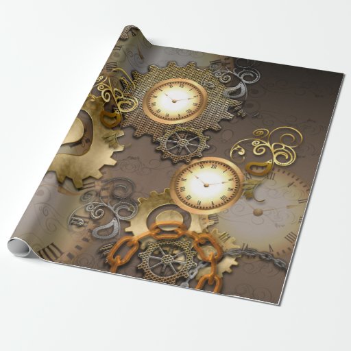 Image of Steampunk, clocks and gears i Wrapping Paper