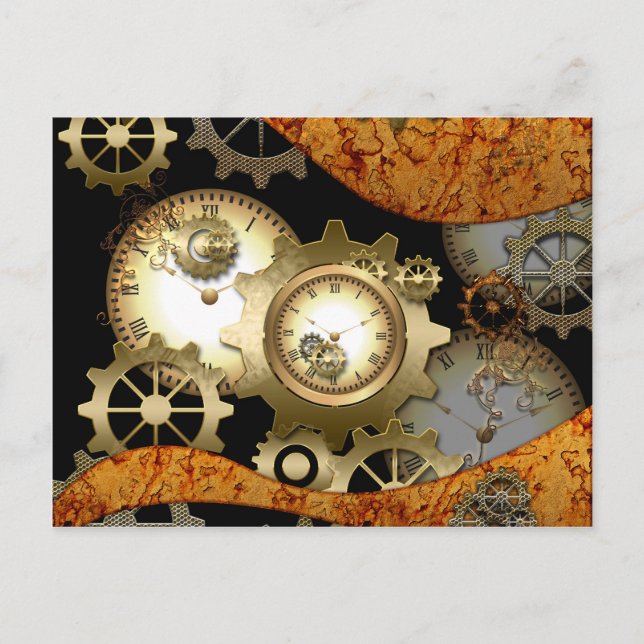 Steampunk, clocks and gears postcard (Front)