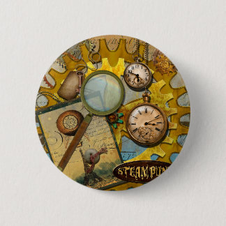 Steampunk Clocks and Time 6 Cm Round Badge