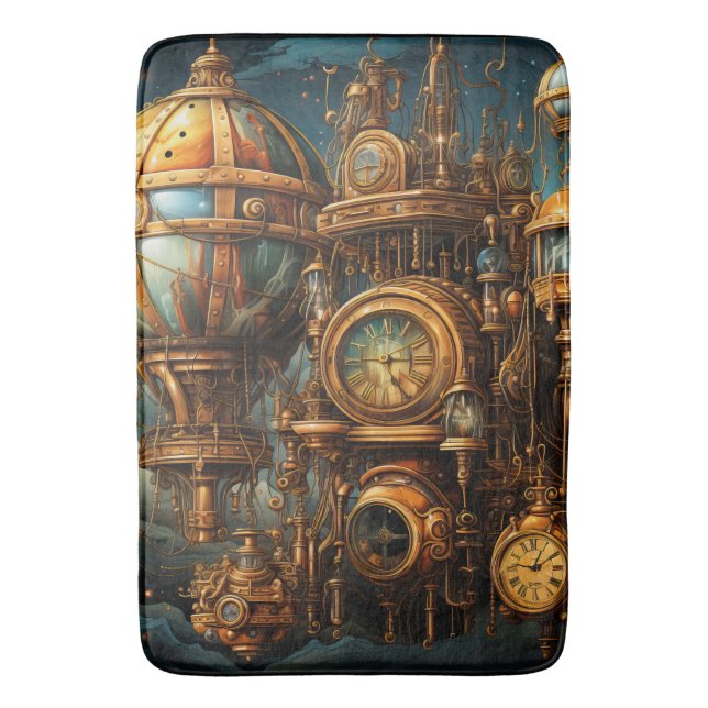Steampunk Clocks Bath Mat (Front Vertical)