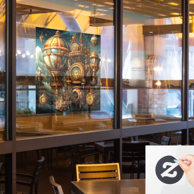 Steampunk Clocks Window Cling (Restaurant Window)