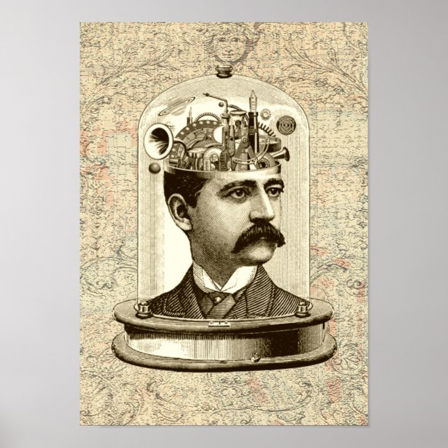 Steampunk clockwork brain poster (Front)