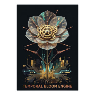 Steampunk Clockwork Flower: Temporal Bloom Engine  Photo Print