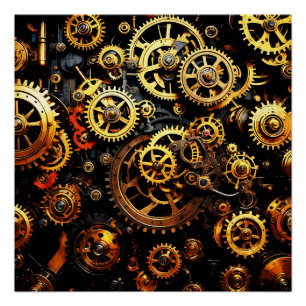 Steampunk Clockwork Gears 1004 Poster
