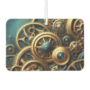 Steampunk Clockwork Gold and Teal Car Air Freshener