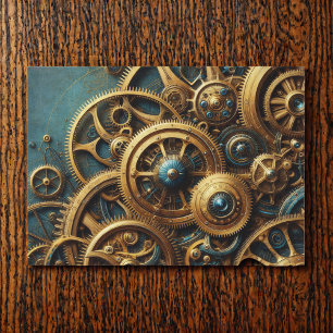 Steampunk Clockwork Gold and Teal Tissue Paper