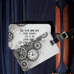 Steampunk Clockwork & Mechanical Gears Luggage Tag