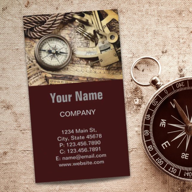 steampunk coastal beach nautical antique compass business card (steampunk coastal beach nautical antique compass business card)