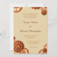 Steampunk Cogs and Gears 5x7 Wedding Invitation