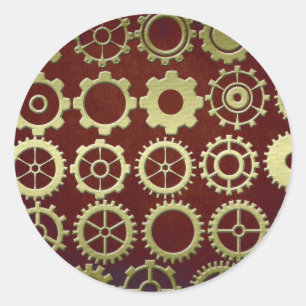 Steampunk Cogs and Gears Art Classic Round Sticker